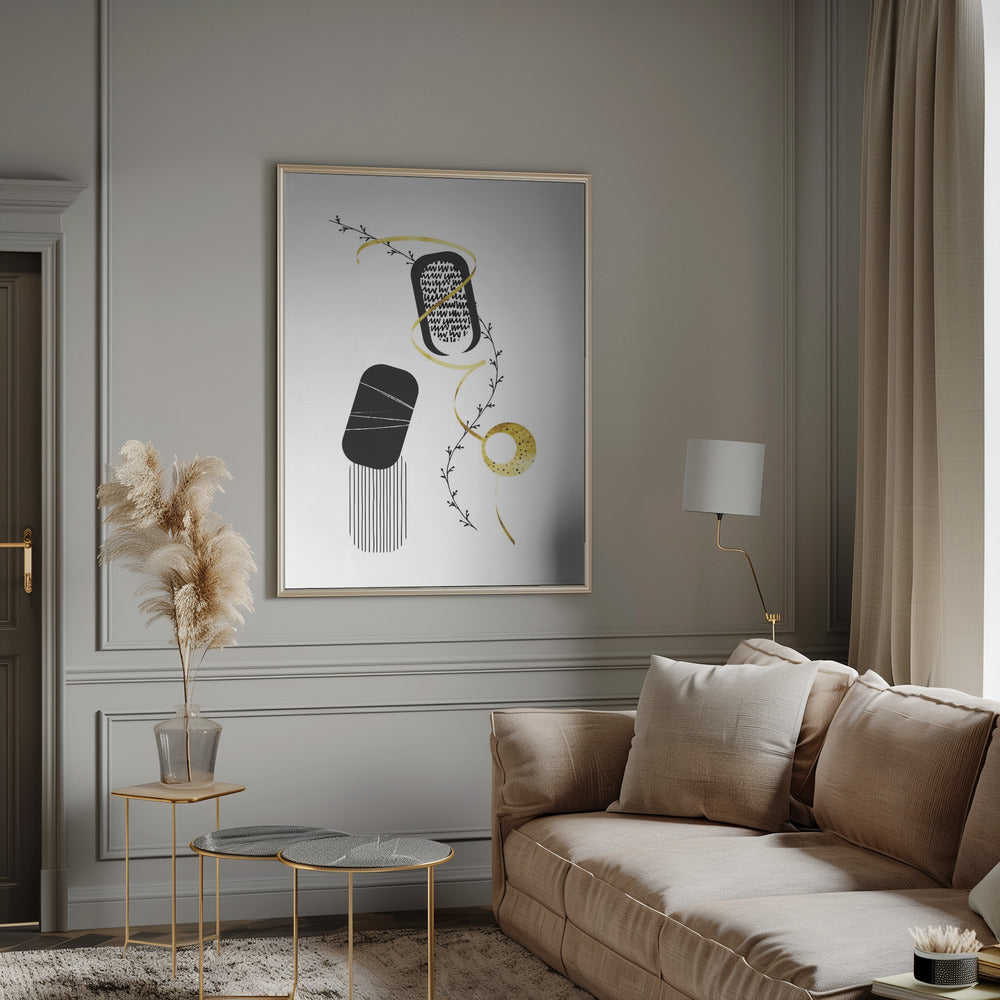 Black & White Abstract No. 1 | gold Poster